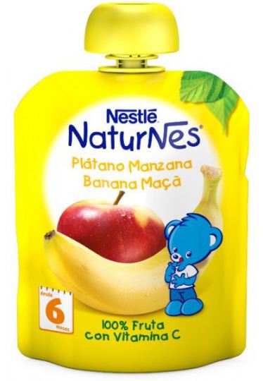 Naturnes Mashed Apple Banana + 6 miesięcy 90 gr